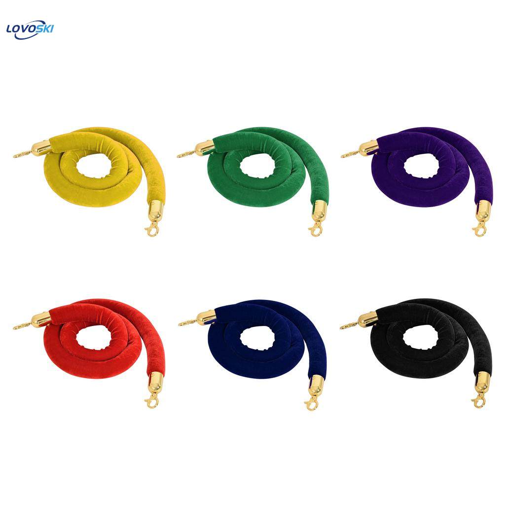 Velvet Stanchion Ropes, Stanchion Queue Line Barrier Rope Velvet Rope, Crowd Control Rope Barrier with Mirror Polished Hooks - Black, 78.7 inch. 