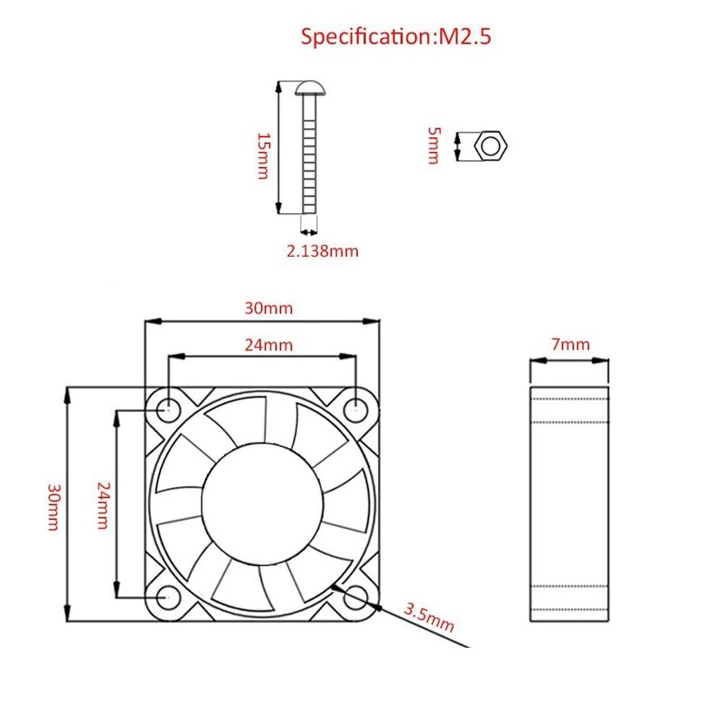 Raspberry Pi 3 B+ Fan Small Computer Fan For Raspberry Pi Cooling Fan 30x30x7mm Brushless CPU Cooling Fan. 