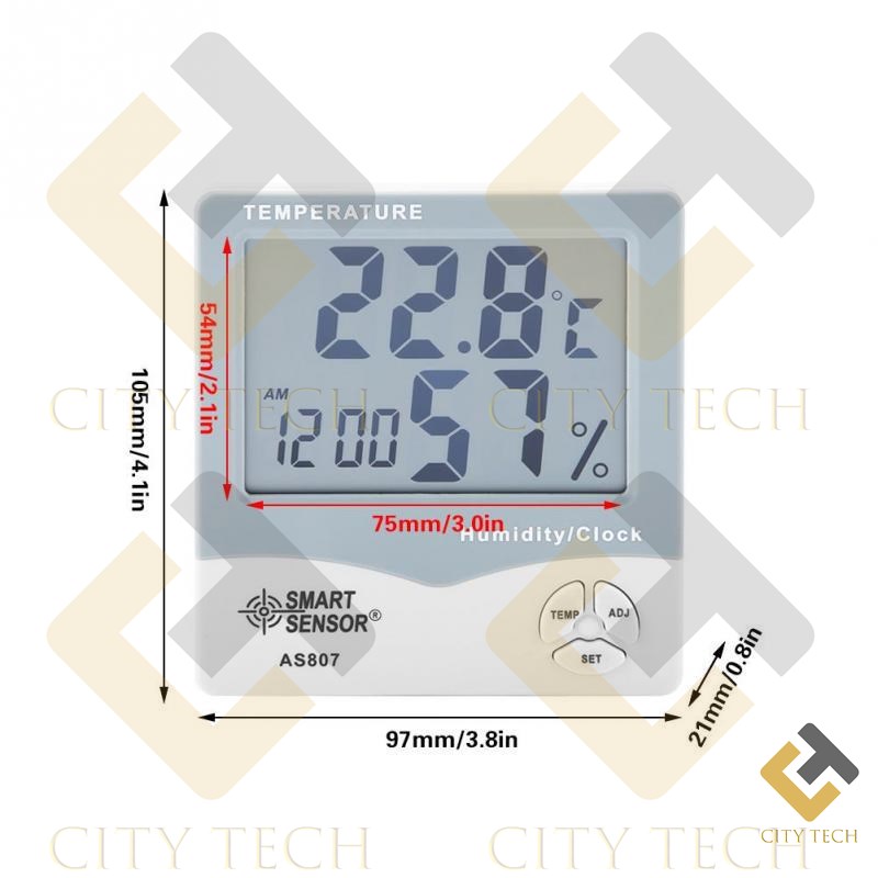AS-807  AS807 Digital Hygrometer Thermometers Humidity Temperature Meter Tester Weather Station With Calendar & Clock Alarm. 