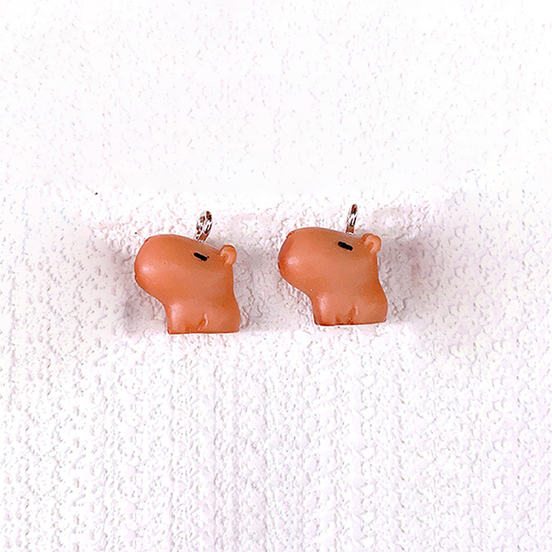 2/10pcs DIY Crafts For Earring  Make Kawaii Mini 3D Capybara Resin  Lovely Lazy Cavy Animal Pendant. 