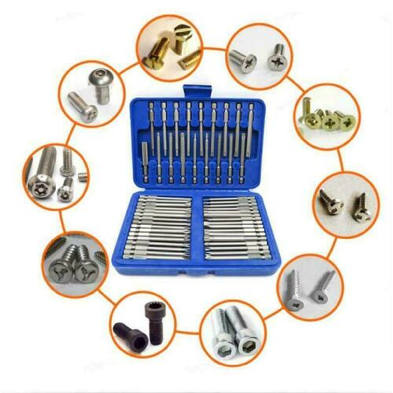 50pcs Extra Long Security Drill Bits Portable Hex Torx Star Flat Screwdriver Bit Set With Sturdy Box. 