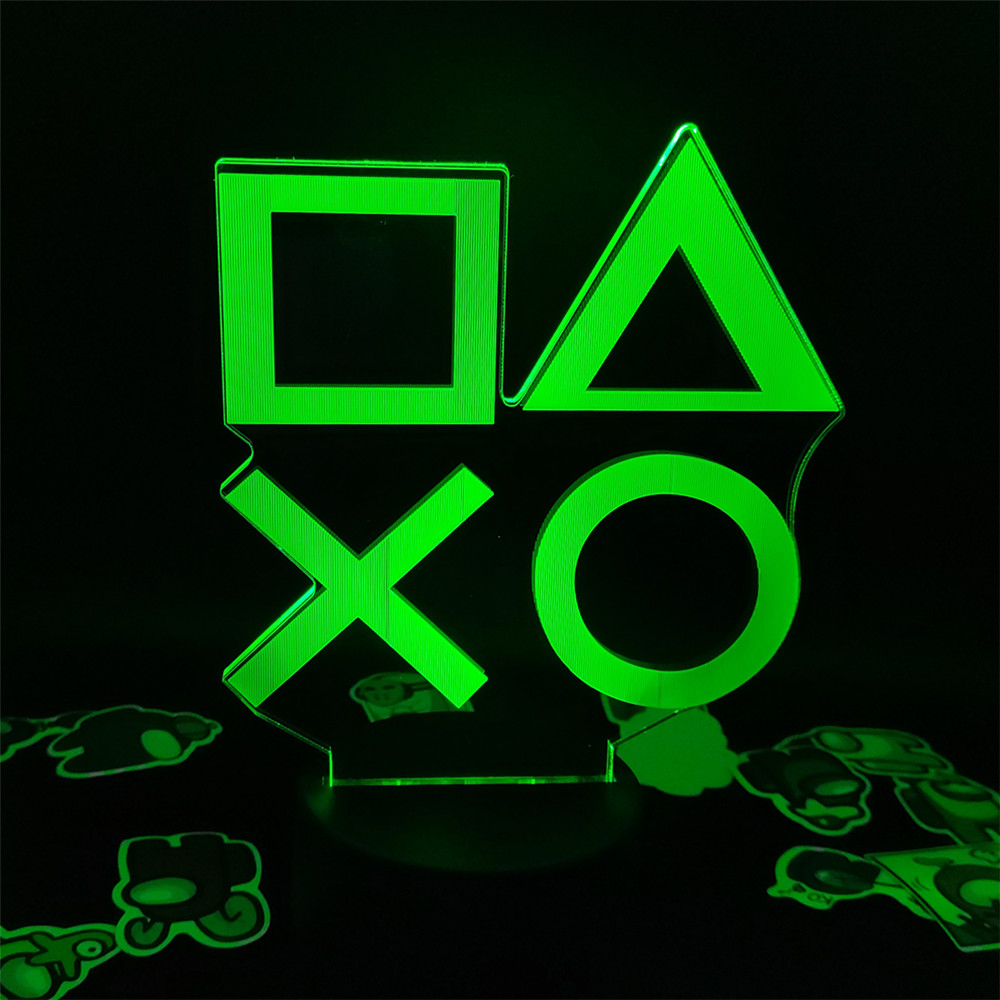 PS4 Game Controller Button Logo 3D Night Light Acrylic LED 16 Color Changing Touch Table Lamp For Playstation 4 Gamers' Gift. 