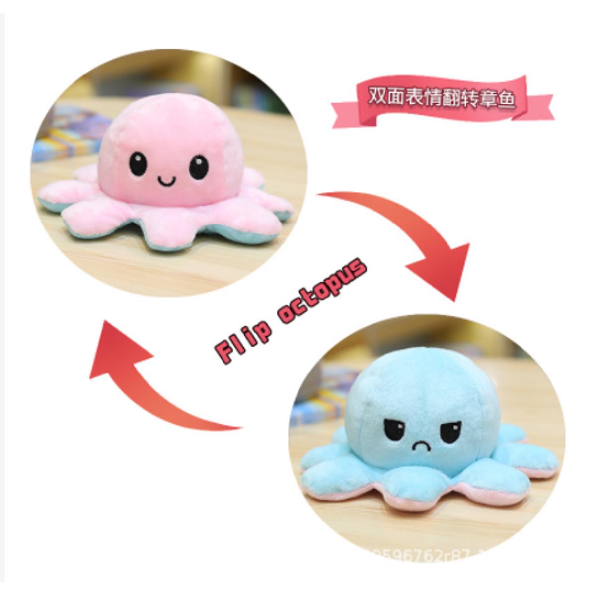 Reversible Flip Stuffed Octopus Plush Doll Soft Simulation Reversible Plush Toy Double-sided Color Flip