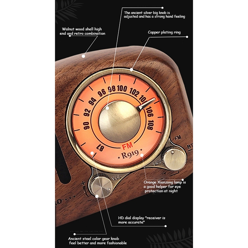 R919 Retro Radio Bluetooth Speaker, FM Radio With Old Fashioned Classic Style, Bluetooth, TF Card Slot. 