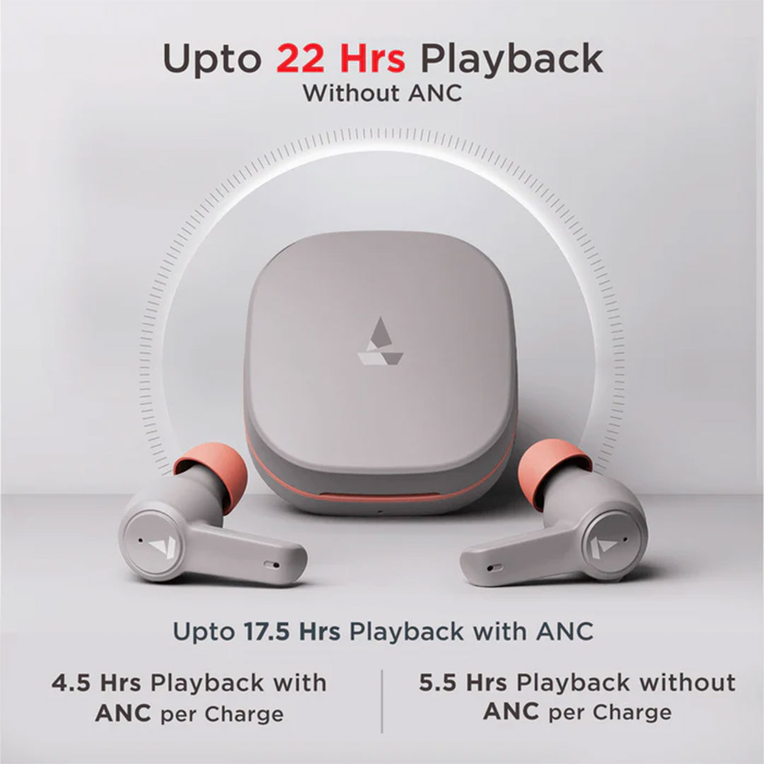 boAt Airdopes 411 ANC with ENx Technology, ASAP™ Fast Charging Technology, 17.5 Hours Playback with Powerful Audio. 