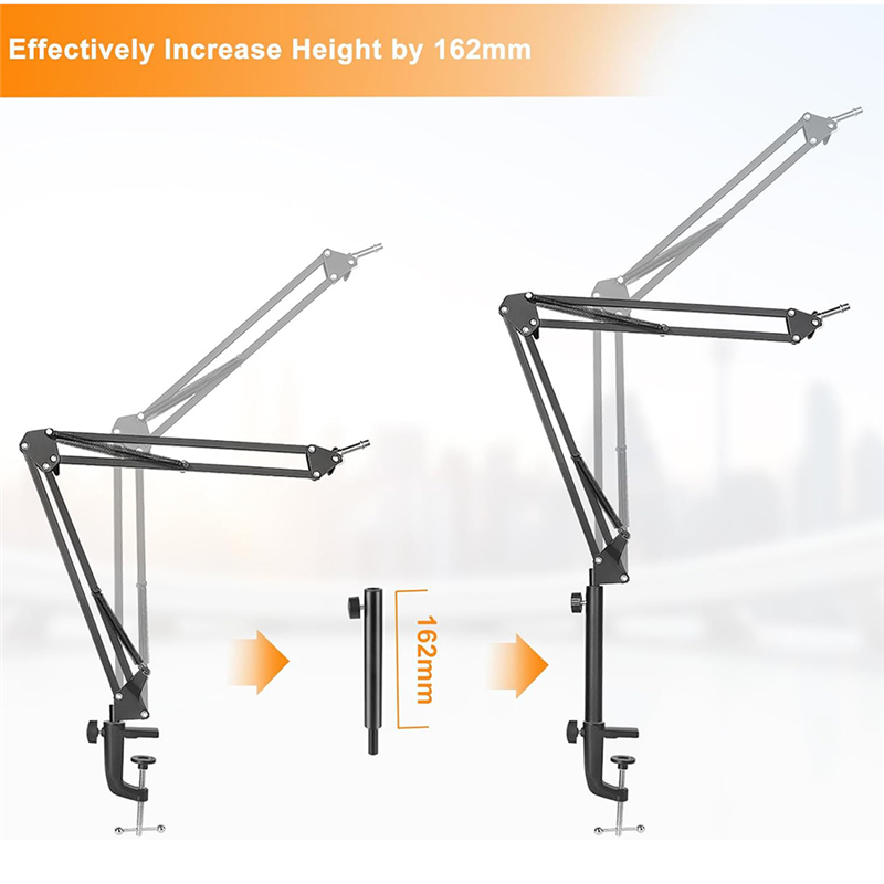 Microphone Boom Arm Extension Tube, Mic Stand Extension Riser for Microphone Suspension Boom Scissor Arm Stand Holder Easy Install Easy to Use. 
