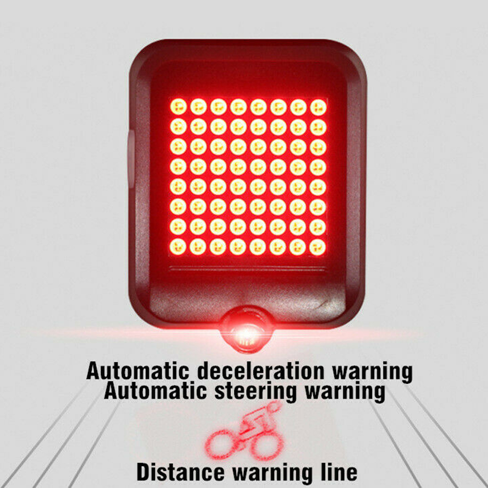 64 LED Bicycle Turn Signals Light Automatically Rear Laser Bike Tail Light USB Charging. 