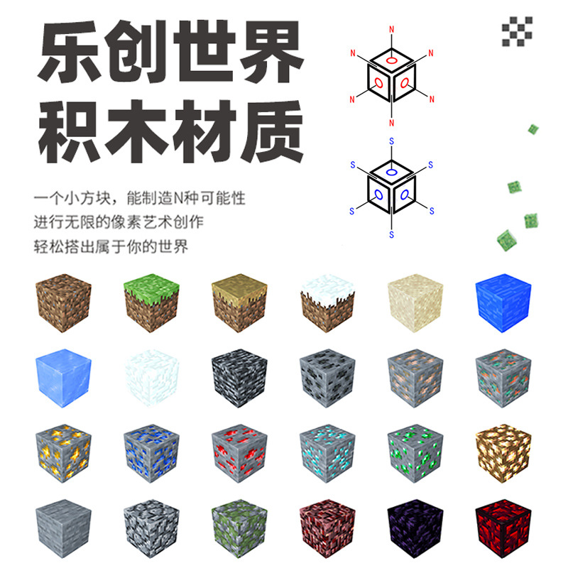 MC Minecraft DIY Peripherals Magnet Toy Mine Assembly Magnetic Block Building Blocks Children's Puzzle Model Gift 1. 