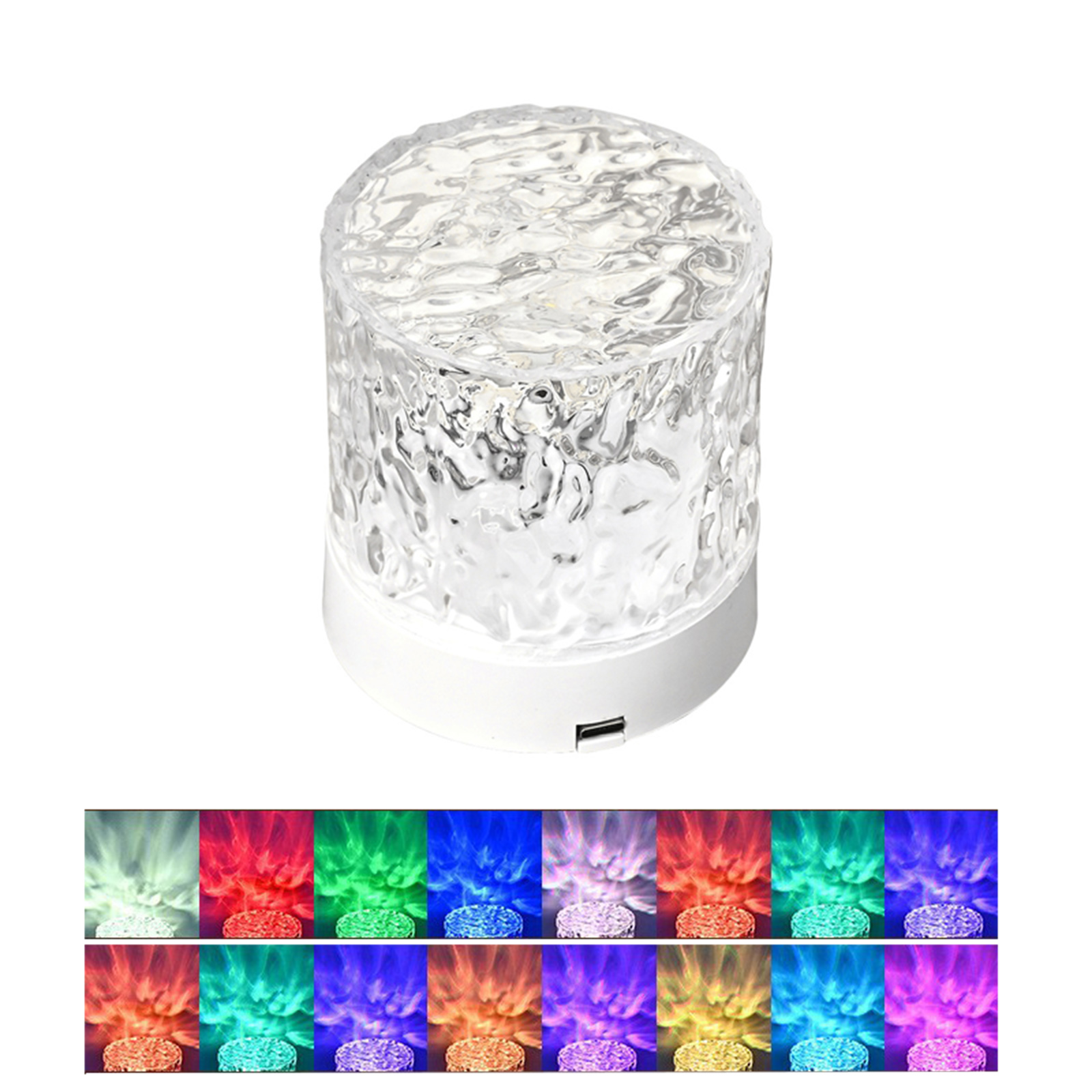 LED Water Ripple Night Light With Remote Control 16 Colors Available Touch Control Multifunctional Projection Lamp (85 x 85 x 95mm). 