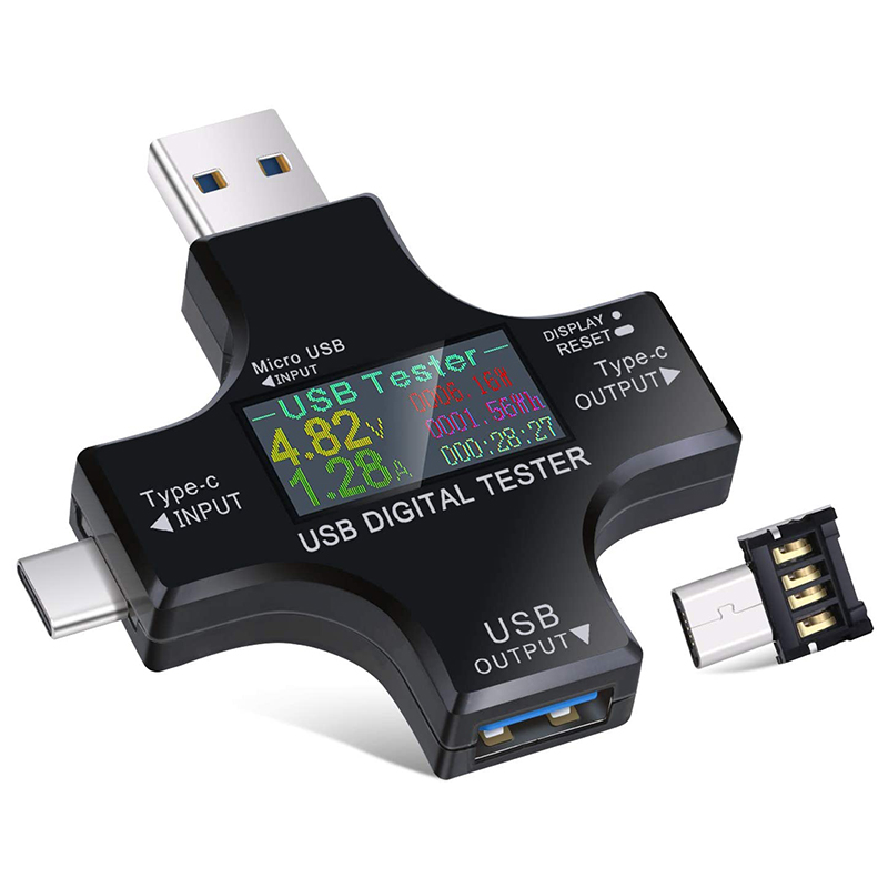 2 in 1 Type C USB Tester Color Screen LCD Digital Multimeter, USB C Voltage Current Voltmeter Ampere Voltmeter Detector. 