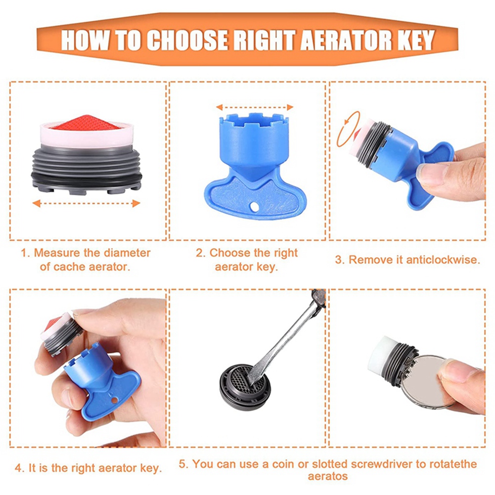 16 Pieces Faucet Aerator Cache Faucet Aerator and 5 Pieces Cache Faucet Aerator Key Removal Wrenches for Cache Aerators. 