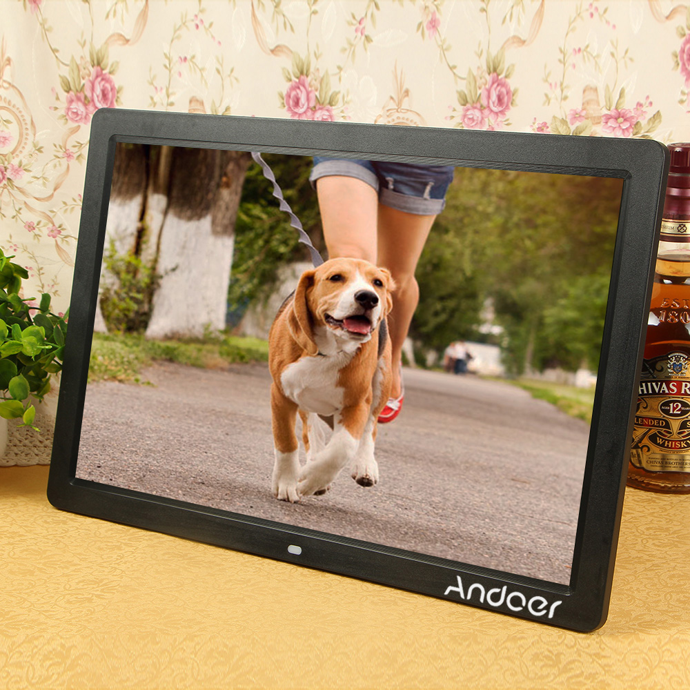 Andoer 17 LED Digital Photo Frame 1920*1080 Electronic Picture Frame MP3 MP4 Video Player Clock Calendar with Remote Control. 