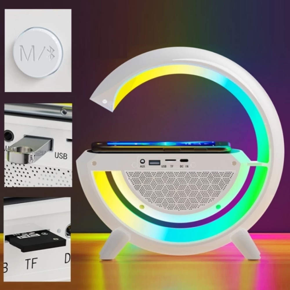 LED Wireless Charging Table Lamp Bluetooth Speaker Intelligent Atmosphere RGB Light Bluetooth Speaker With Wireless Charging BT 2301