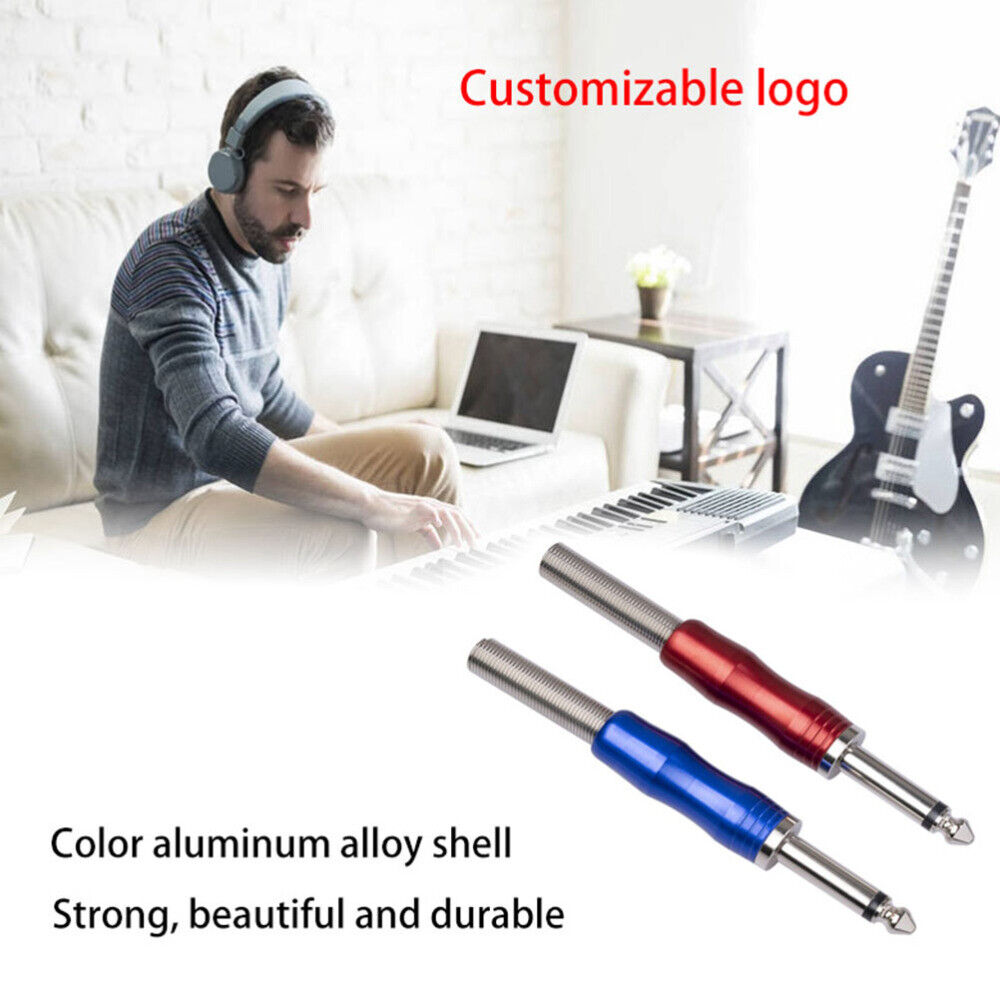 6.5/6.35mm Copper Nickel Plating Mono Channel Microphone Audio Connector Soldering Joint Plug 4 pcs. 
