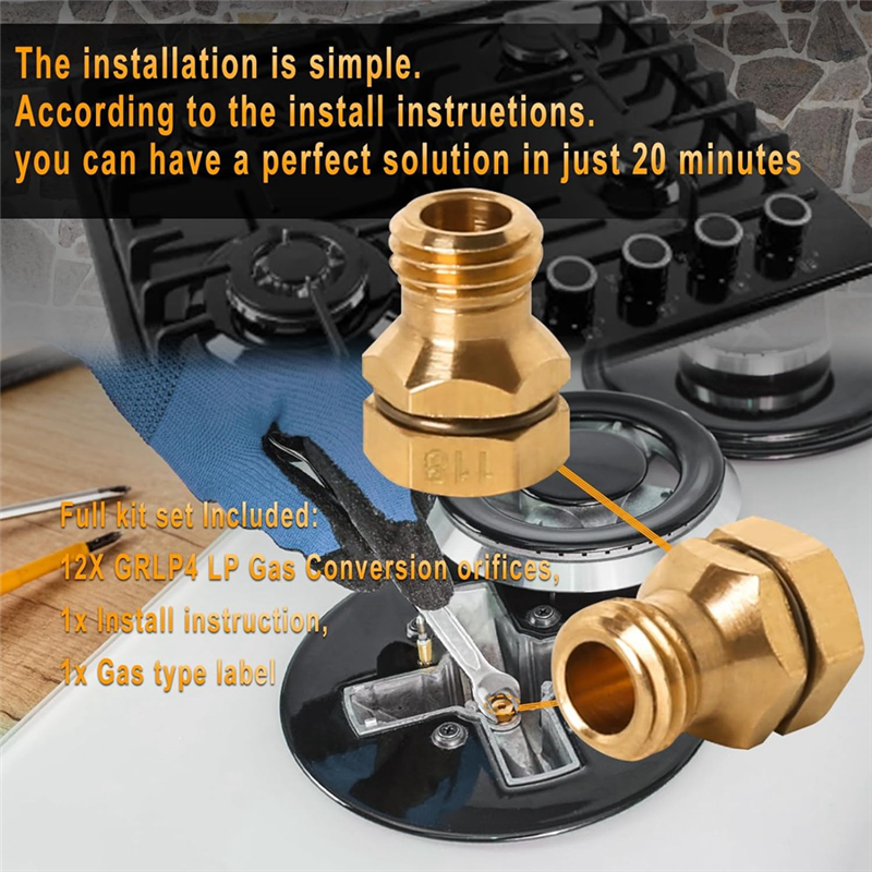 FORIDE GRLP4 LP Conversion Kit ,Propane Orifice ,Gas to Propane Conversion Kit ,Brass, for Range. 