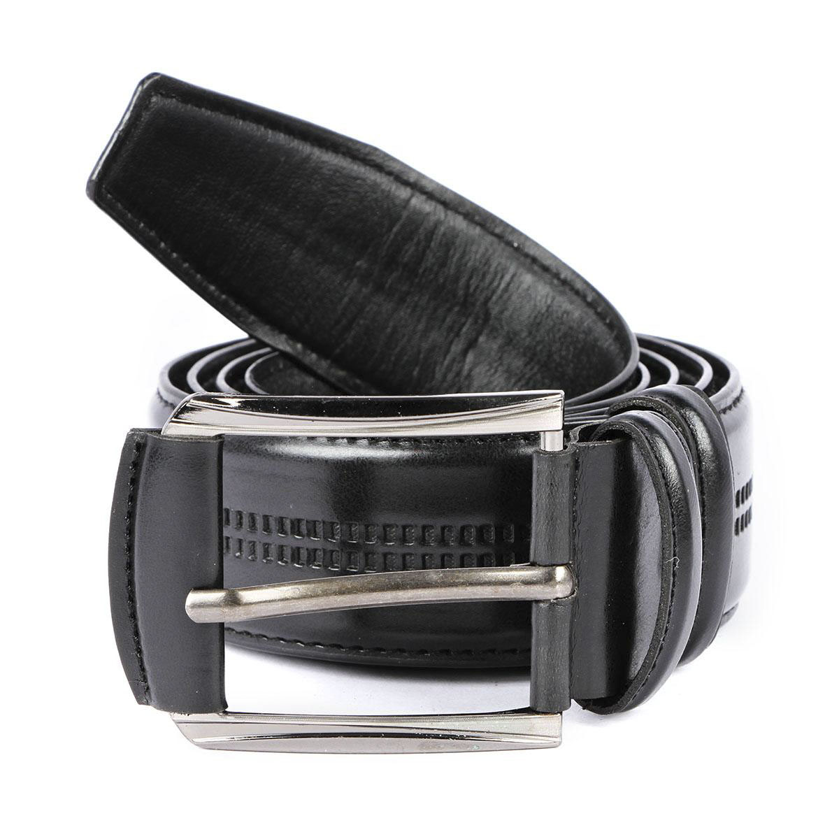 Black artificial leather belt for men 