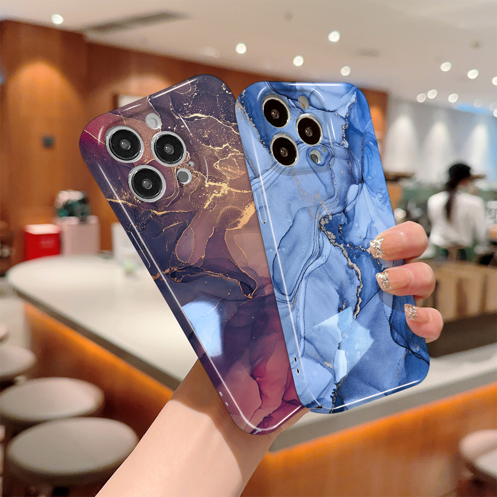 AMORVOR for iPhone 13 Mini Back Cover Luxury Marble Hard Phone