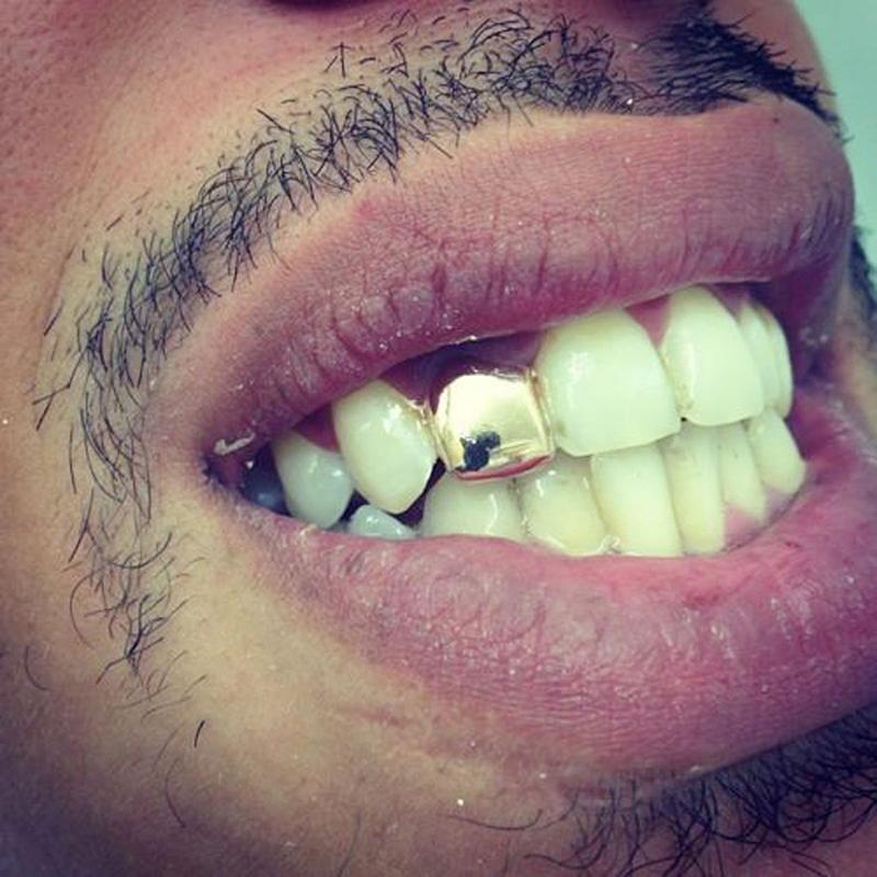 New Custom 14k Gold Plated Small Single Tooth Cap Grillz Hip Hop Teeth Grill. 