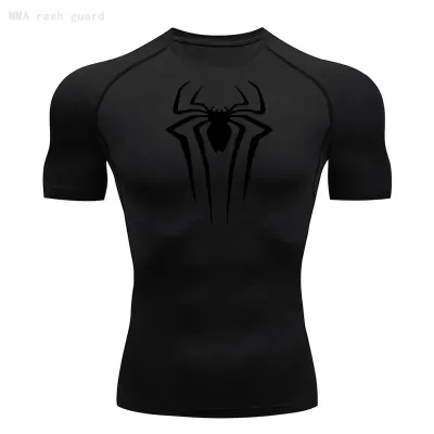 New Men Gym T-shirt High elasticity bodybuilding fitness quick dry short  sleeve men's sports Casual