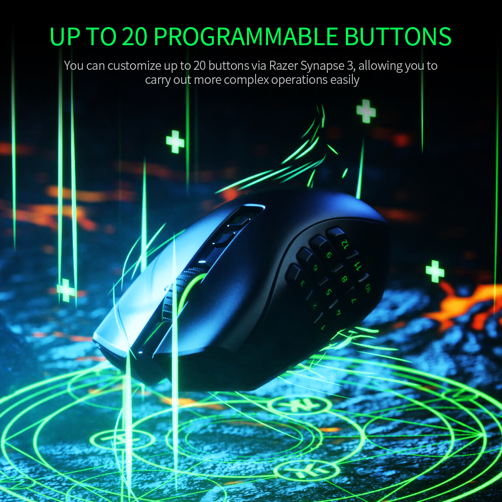 Razer Naga Pro Gaming Mouse Modular Wireless Mouse with 3 Replaceable Side Plates Hyperspeed Wireless Technology CHROMA RGB System. 