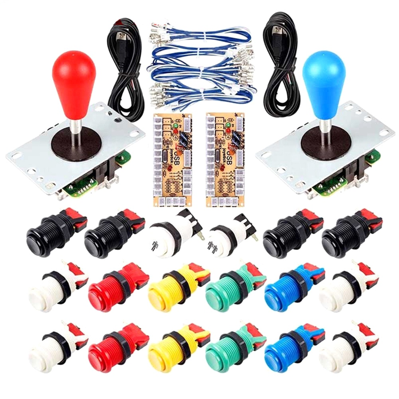 Arcade Joystick DIY Kit Zero Delay USB Controller PC Oval Ball Joystick with 30mm Push Buttons for PC PS3