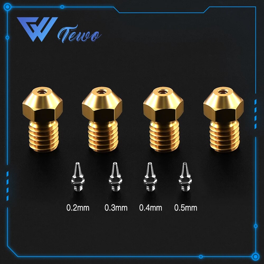 3D Printer M6 V5 V6 Nozzle Airbrush Adapter Set 0.2/0.3/0.4/0.5mm Removable Stainless Steel Tips For E3D V6 Hotend Ender 3 CR10