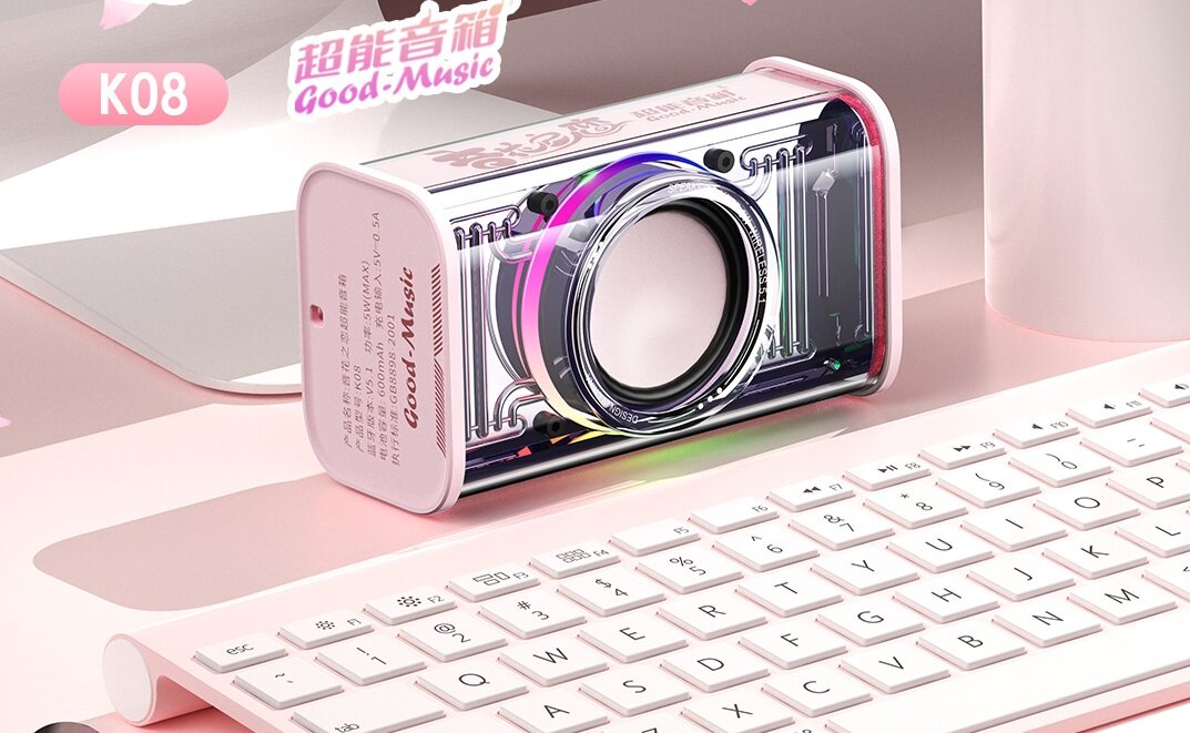 K08 Portable Bluetooth 5 Speaker Battery capacity: 600mAh Support protocol: A2DP/AVRCP Music duration: About 4h (70% volume)