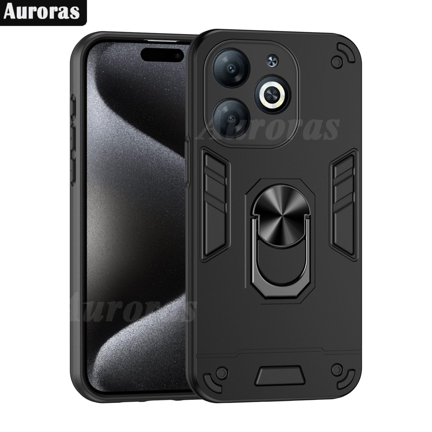 For Tecno Spark 20 20C Phone case Silicone Armor Metal Ring Stand Case Armor Back Protective Shockproof Hard Dual Layer for Tecno Spark 20C 20 Cover Casing HP. 