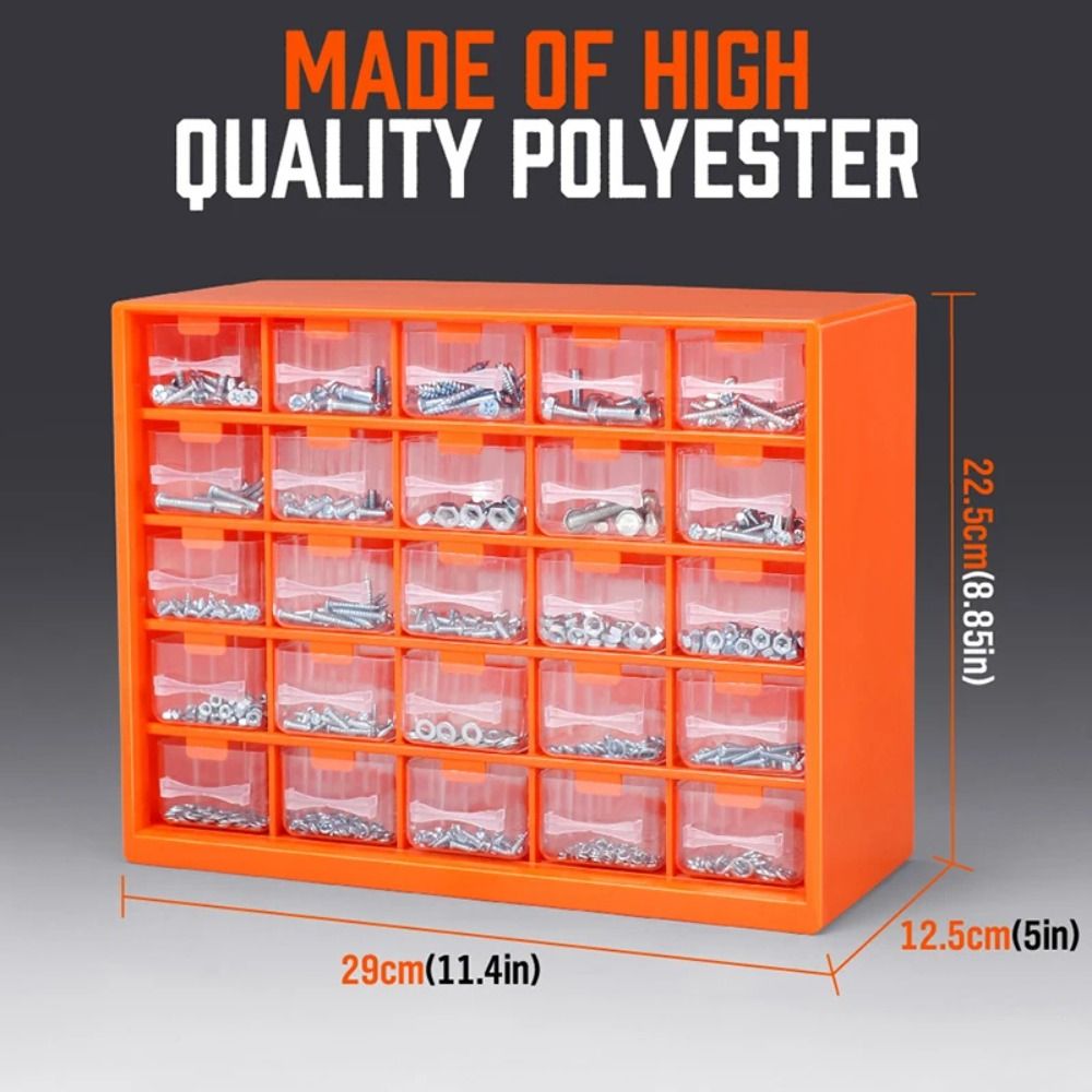 Durable 25 Multi-grid Drawer Parts Box Plastic Components Storage Component Box Sufficient Space Transparent Drawer Tool Box Hardware Parts. 