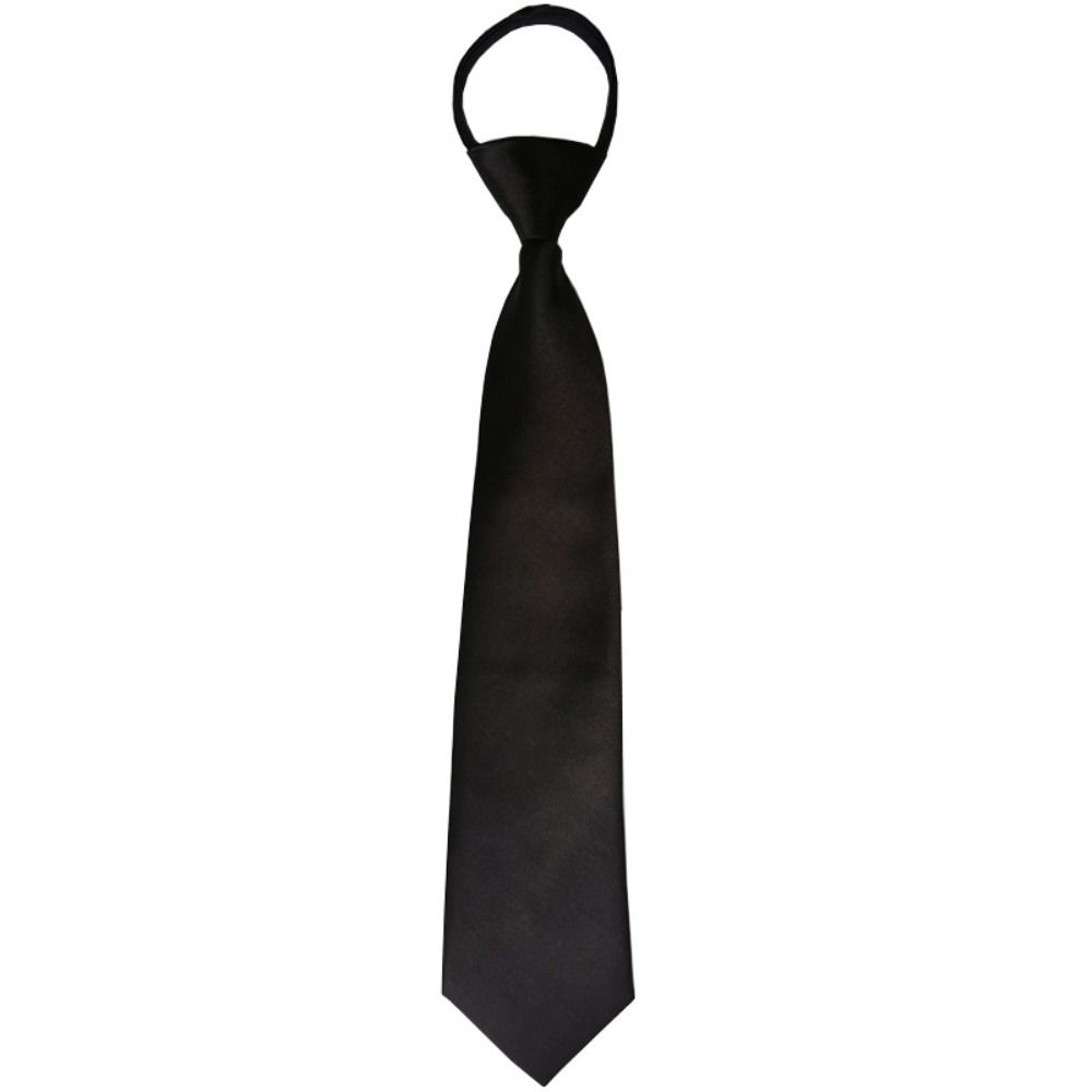 New Unisex Uniform Black Tie Simple Clip on Suit Zipper Neckties Matte No-tie Lazy Neck Ties Students