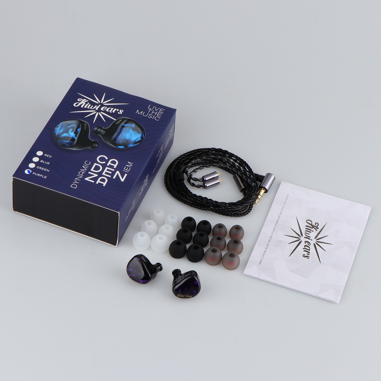 Kiwi Ears Cadenza 10mm Beryllium Dynamic Driver IEM 3D Printed with Detachable Interchangeable Plug 0.78 2pin 3.5mm IEM Cable. 