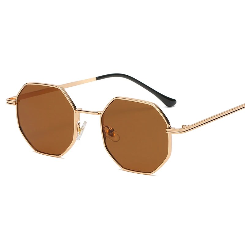 Higodoy Polygon Sunglasses Men Vintage Octagon Metal Sunglasses for Women Luxury Brand Goggle Sun Glasses Ladies Gafas De Sol