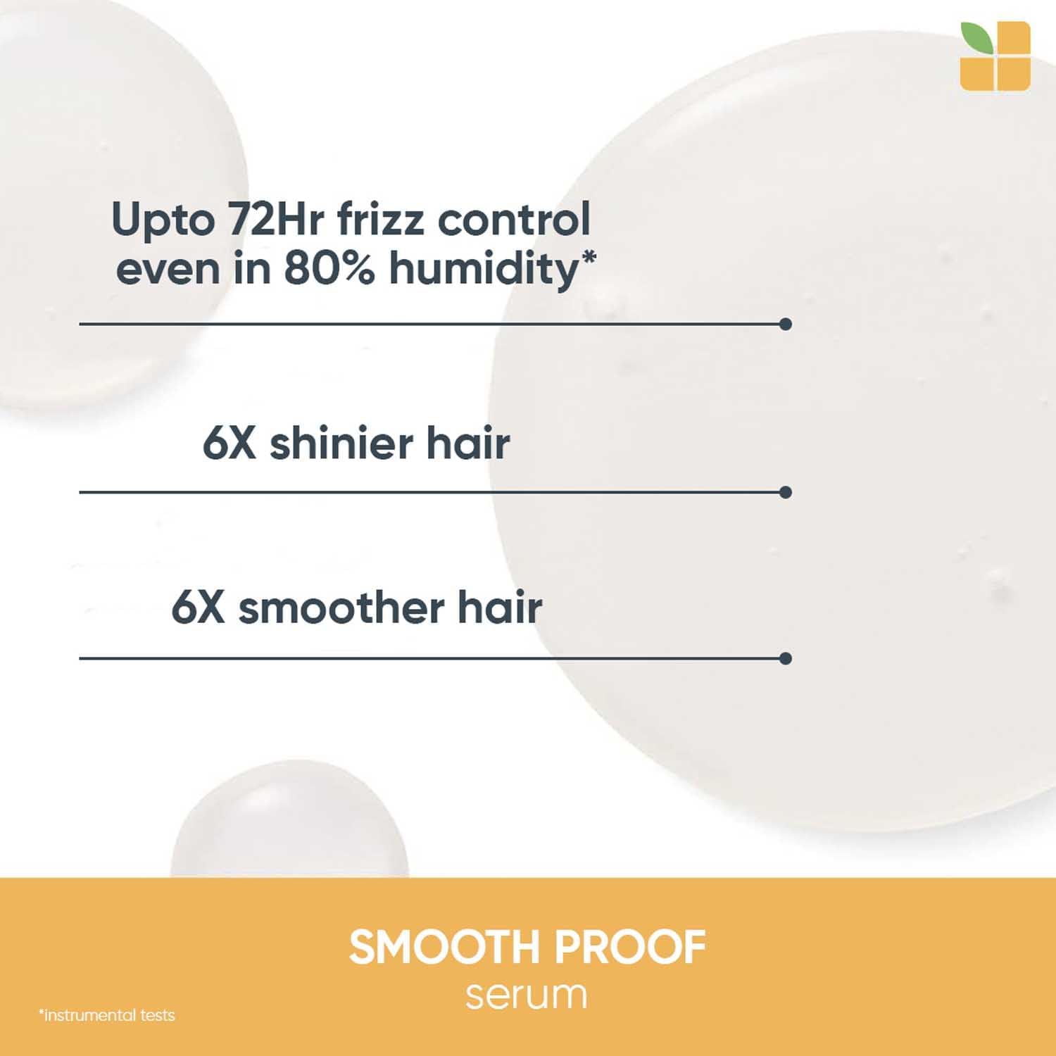 BIOLAGE Smoothproof Deep Smoothing 6-in-1 Hair Serum 100ml | Paraben free|Controls frizz, Smoothens rough ends and adds instant shine| For Frizzy Hair. 