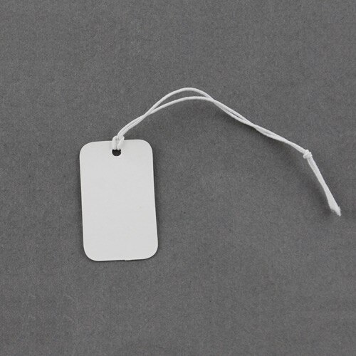 100pcs Rectangle Paper Price Cards String Cord Price Tags White Blank Label Jewelry Display Card Package Hang Tag Card. 