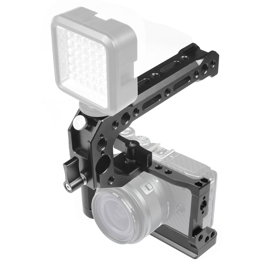 M6 Mark2 Camera Cage Rig Cold Shoe Mount Comfortable Grip w/ Top Handle Grip for Canon EOS M6 Mark II Video Film Vlog Stabilizer. 