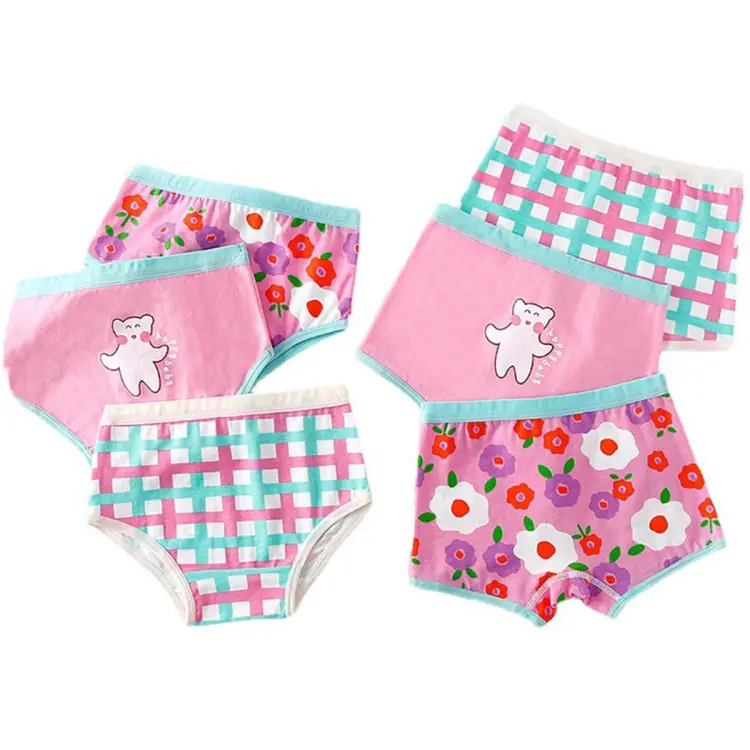 TECHOME 3Pcs/Lot Kids Panties Chirdren's Underwear Lovely Girl Briefs  Floral Adorable Pants Baby Dots Cotton Underpants Colorful