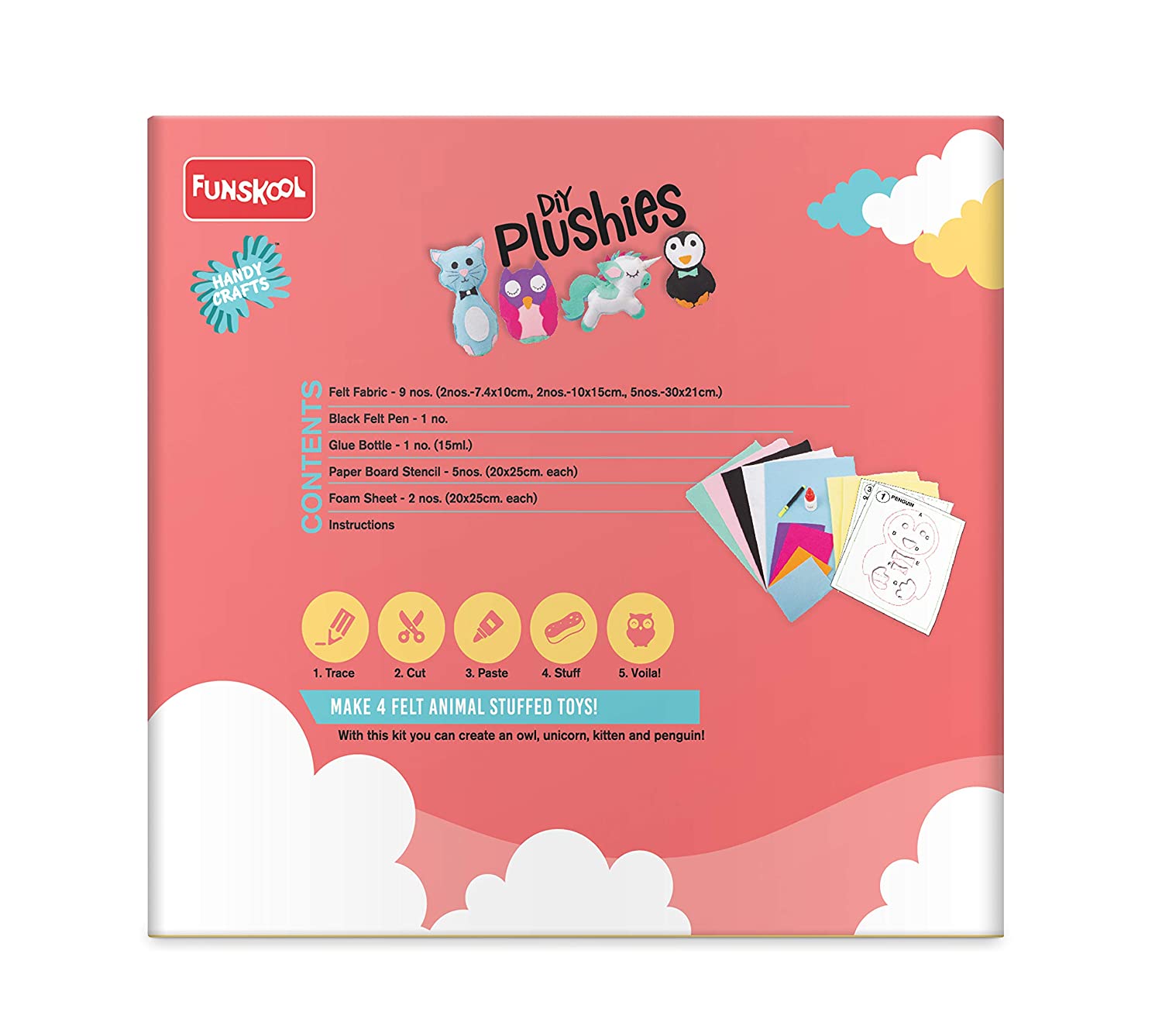 Handycrafts - DIY Plushies , Soft toy maker , Make your own stuffed animal , 5 years + , art and craft kit. 