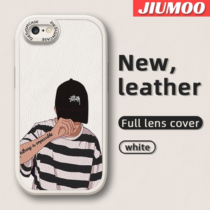 JIUMOO For iPhone 6 Plus iPhone 6s Plus Case Fashion Cool Tide Boy Men Thin New Design Leather Soft Back Cover Camera Protection Cases Shockproof Casing