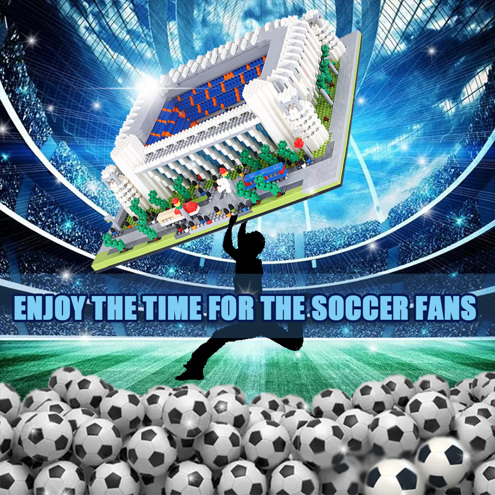 KNEW BUILT Barcelona Style Soccer Stadium Model Micro Mini Bricks Architecture Football Field Building Blocks Set Toys for Adult KankongAgu. 