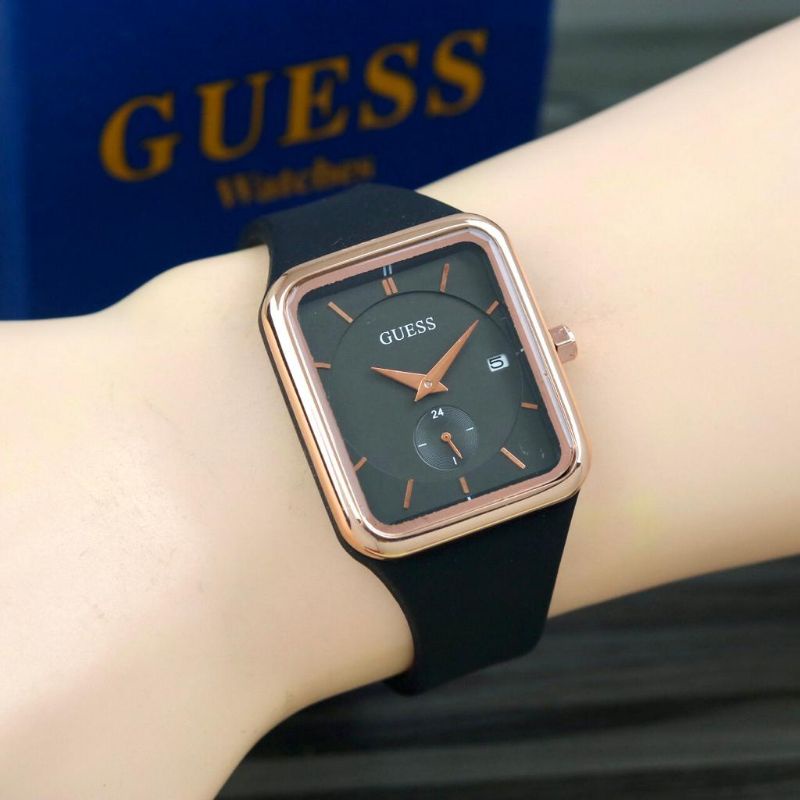 Ls guess Watch Date Active strap rubber ring rosegold Women's Watch. 