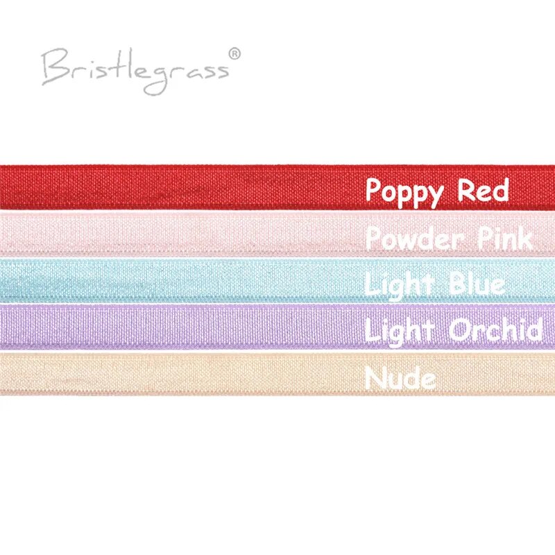 BRISTLEGRASS 10 Yard 3/8 10mm Solid Spandex Satin Band Shiny Non-foldover Elastic Headband Bra Strap Dress Lace Trim DIY Sewing