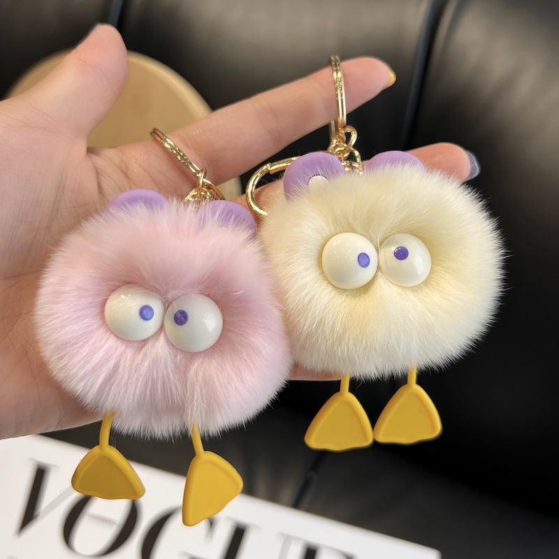 Cute otter rabbit feather, duck small fur ball, car key chain pendant, ins, net red plush school bag, bag ornament gift