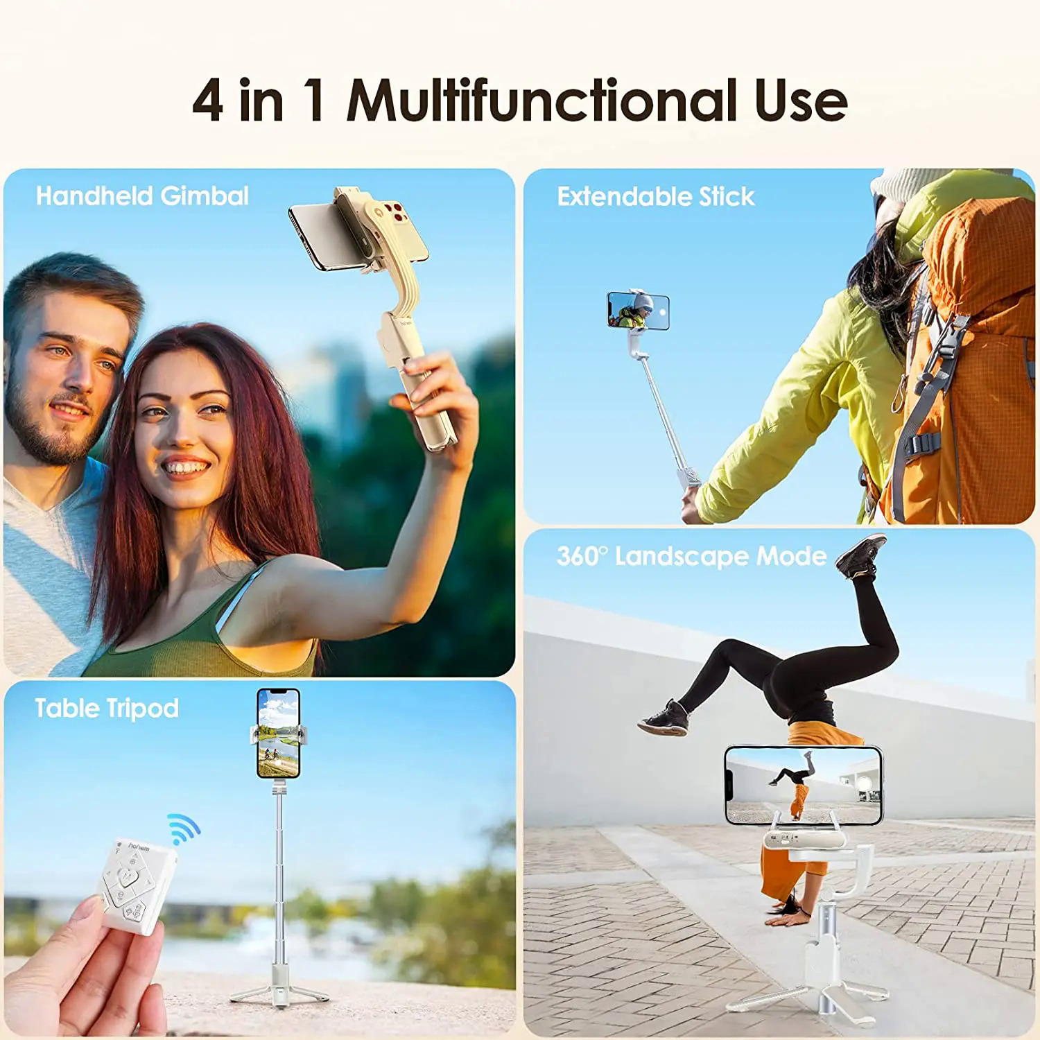 Hohem iSteady Q Handheld Gimbal Stabilizer Phone Selfie Stick Extension Rod Adjustable Tripod with Remote Control for Smartphone. 