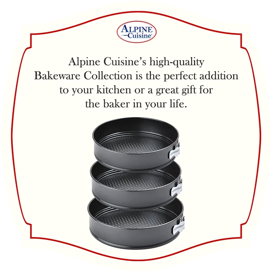Spring Form Cake Mold 3pc Set (9.5in,10in,11in) - Carbon Steel Removable Bottom Bakeware Set - Multipurpose Use Baking Pans. 