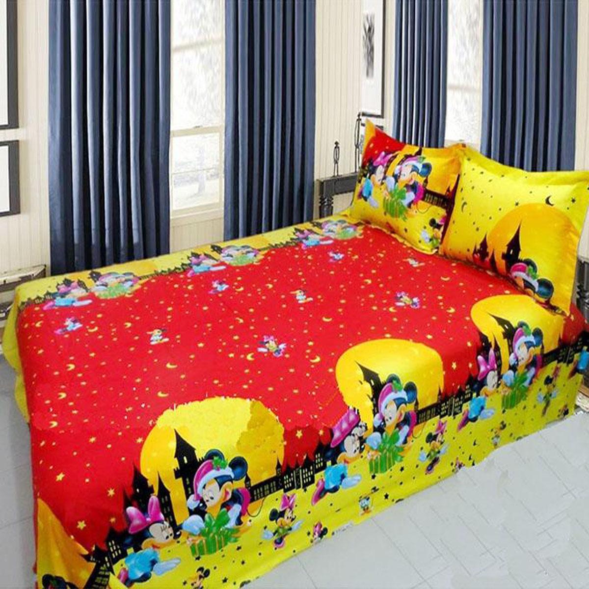 Cotton King Size Bedsheet - 3pcs - Multicolor