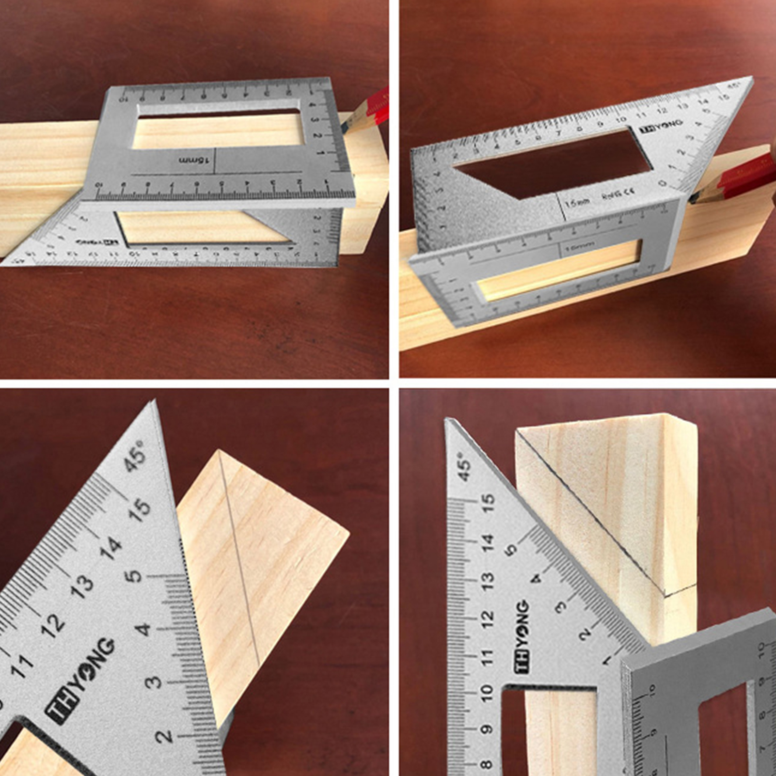 Aluminum Alloy 45/90 Degree Angle Ruler Vertical T-shape Gauge Protractor Tool. 