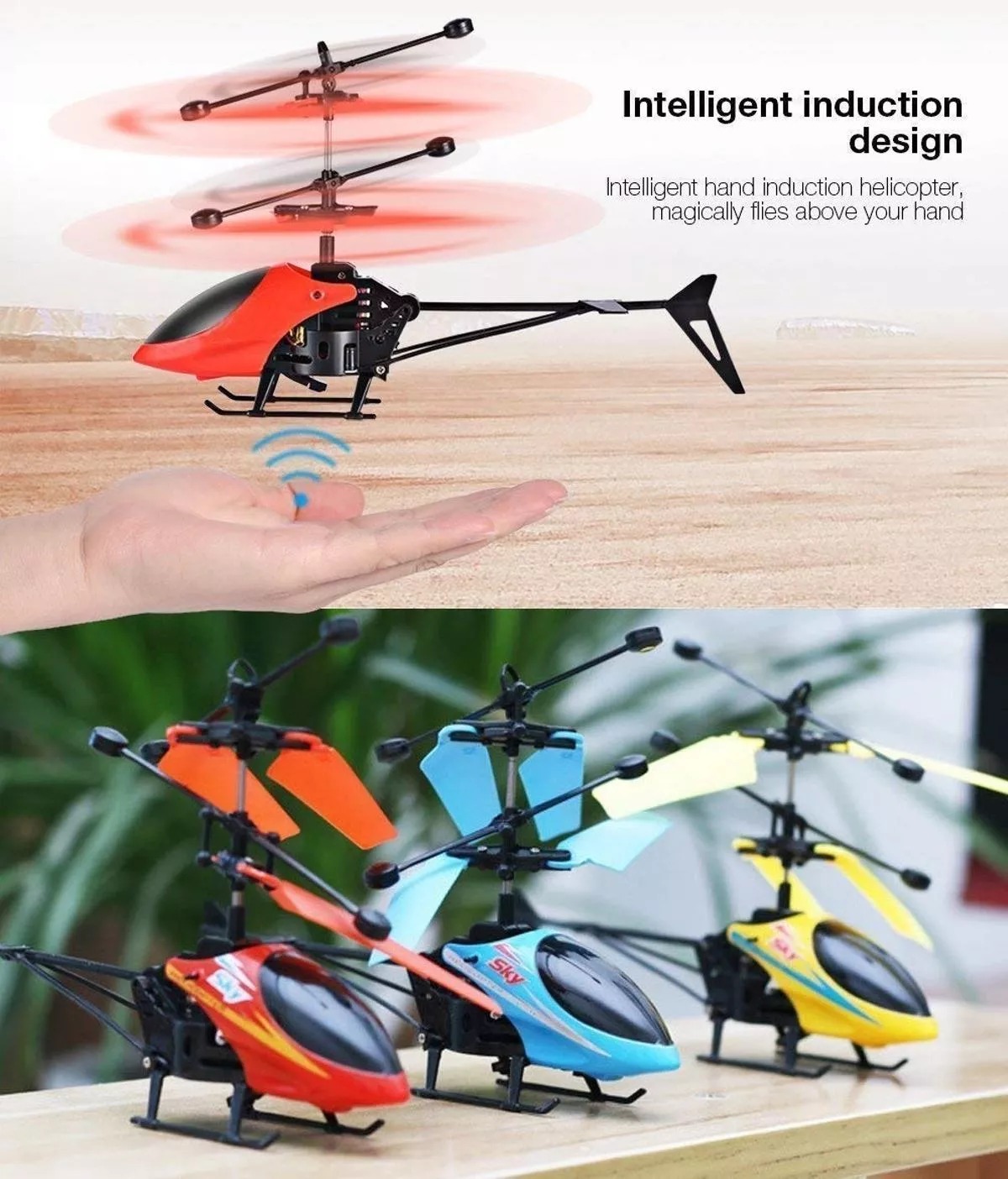 Helicopter Sensor Remote Control Helicopter-Mini Flying Hand Sensor Helicopter Aircraft Suspension Induction LED Light Kids Toy Gift. 