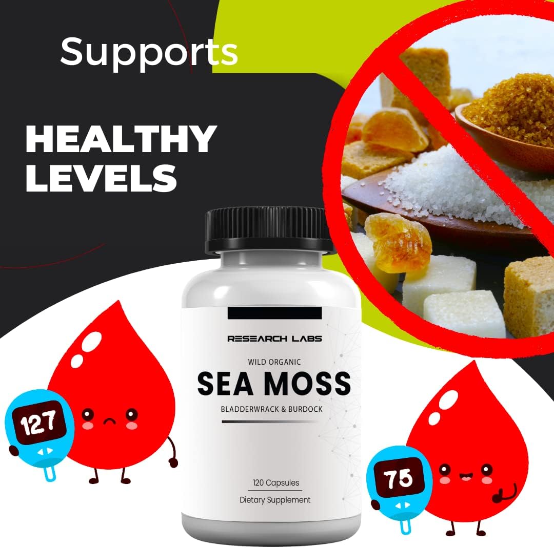 Research Labs Sea moss Bladderwrack & Burdock Root 120 Capsules. 
