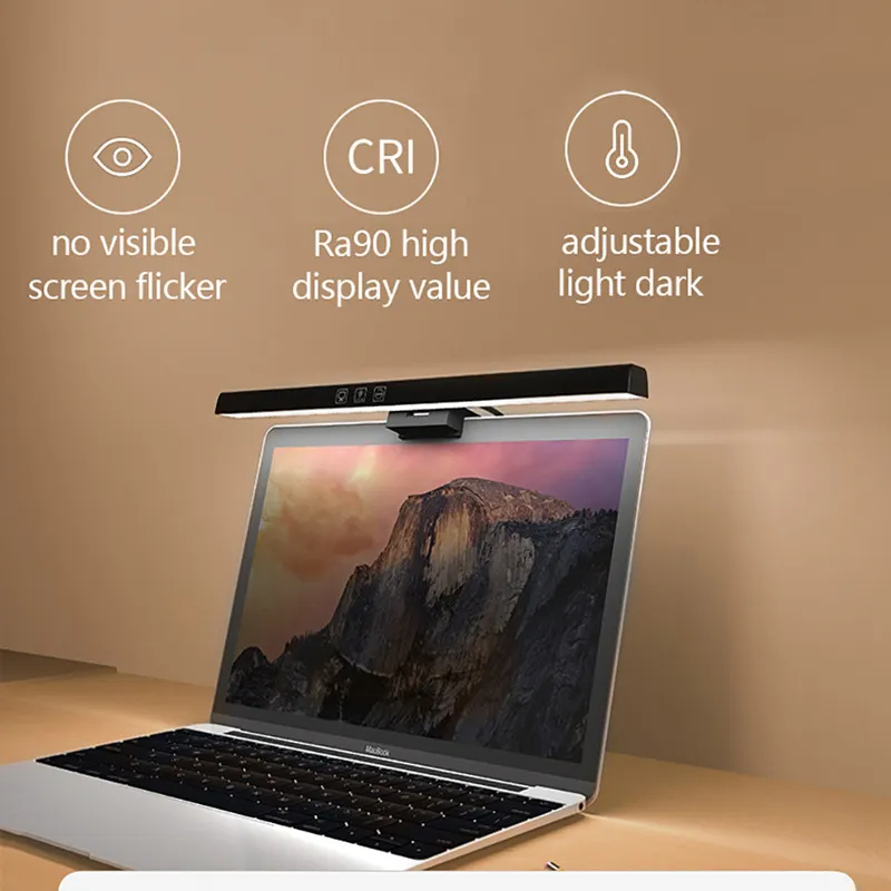 Eye-Care Desk Lamp 50cm LED Computer PC Monitor Screen Clip Light Bar Stepless Dimming Reading USB Powered Hanging Table Lamps. 