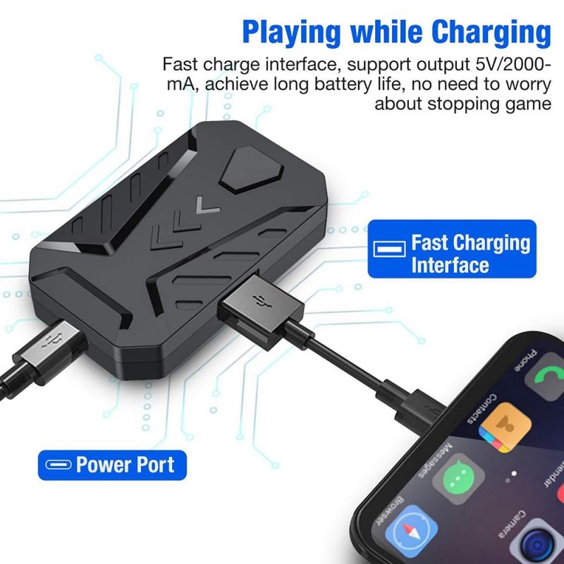 Keyboard and Mouse Converter Portable Mobile Gaming Keyboard Mouse Converter Adapter for Android IOS Phone. 